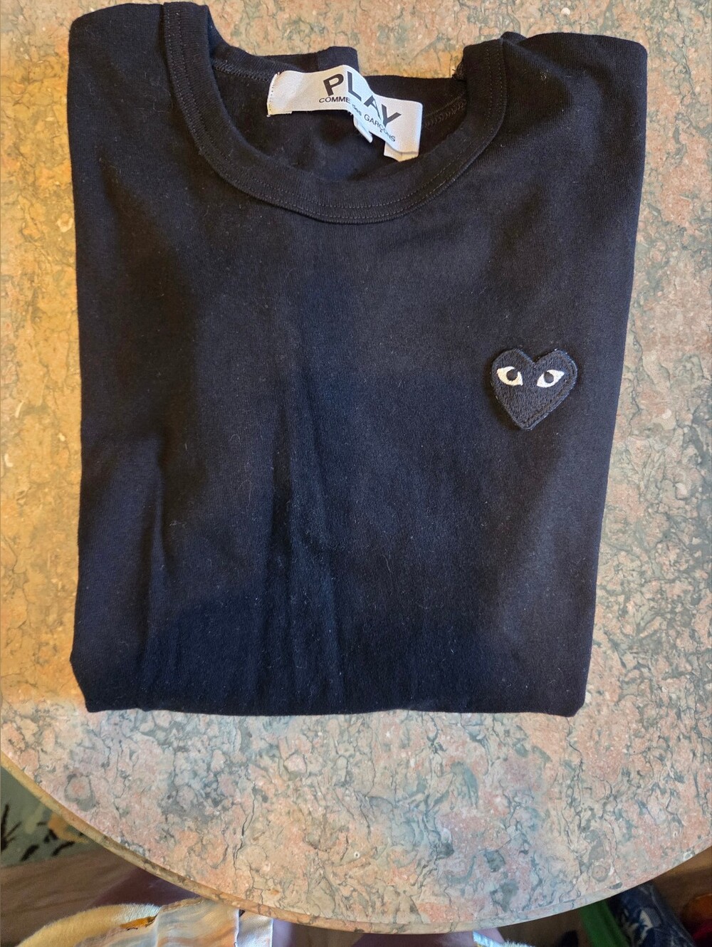 Comme des Garcons PLAY Black Tee with Heart Patch Medium Unworn